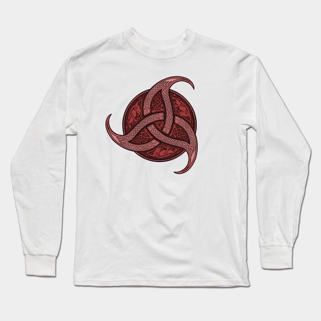 Trinity Knot - Crimson Long Sleeve T-Shirt by Daniel Ranger